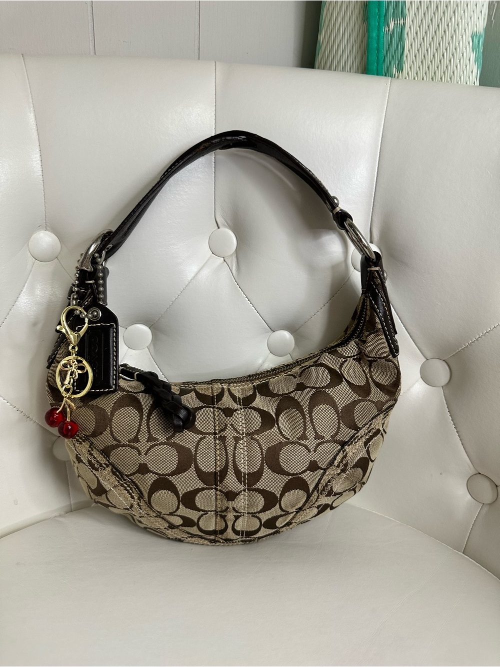 Mini Coach Signature Canvas Hobo Bag in Brown